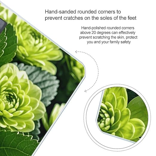 Green Floral Scale for Body Weight Digital Bathroom Scale Toughened Glass High Precision Scales for Body Weight with Large LCD Backlight Display Weight Scales