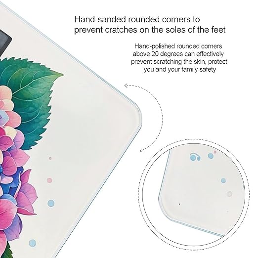 Watercolor Hydrangea Smart Scale for Body Weight Accurate Bathroom Scale with LED Display Digital Weight Scales Weighing Machine High Precision Scales for Bath Home