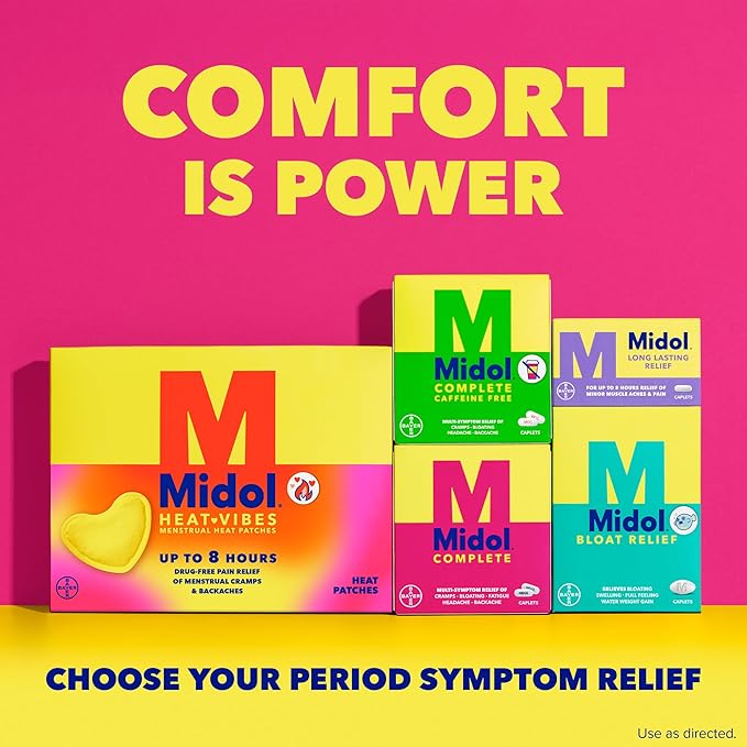Midol Complete Menstrual Pain Relief Caplets with Acetaminophen for Period Cramps and Menstrual Symptom Relief - 40 Count (Pack of 3) (Packaging May Vary)
