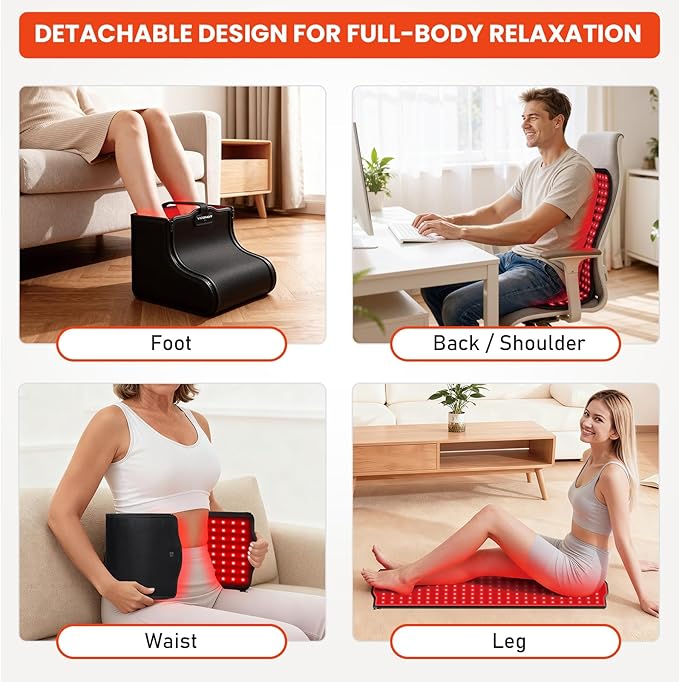 Viconor Red Light Therapy for Feet Red Light Therapy Shoe Wraps for Feet and Ankle Neuropathy Relief - Portable Infrared Light Therapy Device for Foot &amp Ankle Zipper Removable Adjustable Timer
