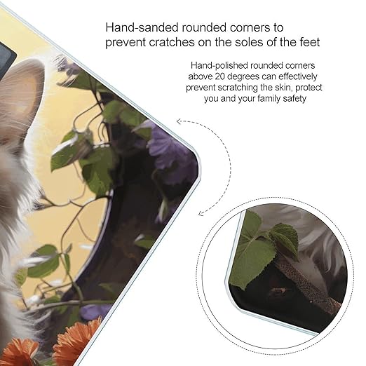 Cat Flowers Bathroom Scale Ultra-Bright Liquid Crystal Screen Weight Scale Accurate Bathroom Body Scales for Body Weight Bathroom Pet Home Bedroom Gift-Giving