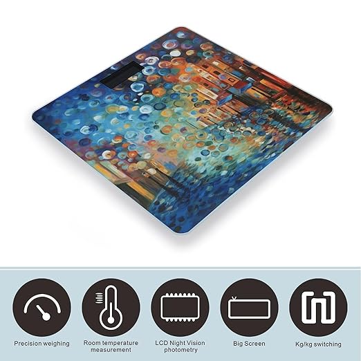 Colored Painting Bathroom Scale for Body Weight Bathroom Weighing Scale with Backlit LCD Display Highly Accurate Measures Weight Up to 180kg
