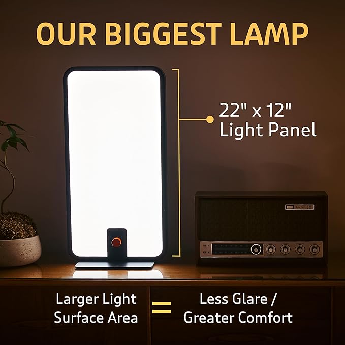 Circadian Optics Langham Clinical Grade Light Therapy Desk Lamp | 10000 Lux at 18 | As Seen On Shark Tank | 10X Power &amp Brightness | Extremely Large 22 X 12 Light Panel | Improve Body Clock