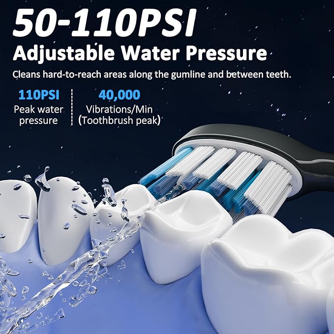 Marchpower 3-in-1 Electric Toothbrush with Water Flosser 3.0 Sonic Toothbrush with Sweeping Oscillation &amp Water Flossing Cordless Portable Flossing Toothbrush Combo for Adults Travel &amp Dail