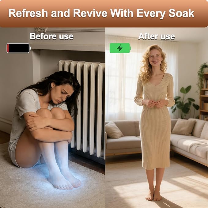 ANDECH® Portable Ion Foot Spa-Ion Foot Bath Detox Machine-for ToxinsHeavy Metals&ampFree RadicalsNo Bucket Design with Himalayan Pink Salt with Array Disposable Liners TowelEasy 30' Home Detox