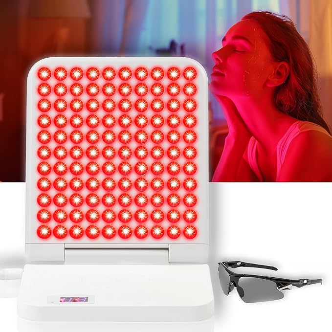Red Light Therapy Lamp 110 Tri-Chip LEDs Foldable Portable Table Lamp 660nm Red &amp 850nm Near Infrared (NIR) Timer 110-240V Face &amp Body