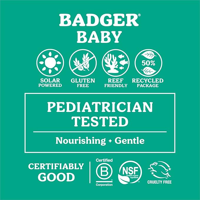 Badger Mineral Baby Sunscreen Cream SPF 40 98% Organic Toddler Sunscreen with Zinc Oxide Broad Spectrum Reef Safe Water Resistant Pediatrician Tested Baby Sunblock 2.9 fl oz 2-Pack