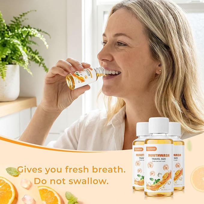 Travel Mouthwash Bulk Mini Mouthwash Travel Size Fresh Orange Portable Individual Bottles 35ml/1.2fl oz for Hotel Toiletry Kits (200)