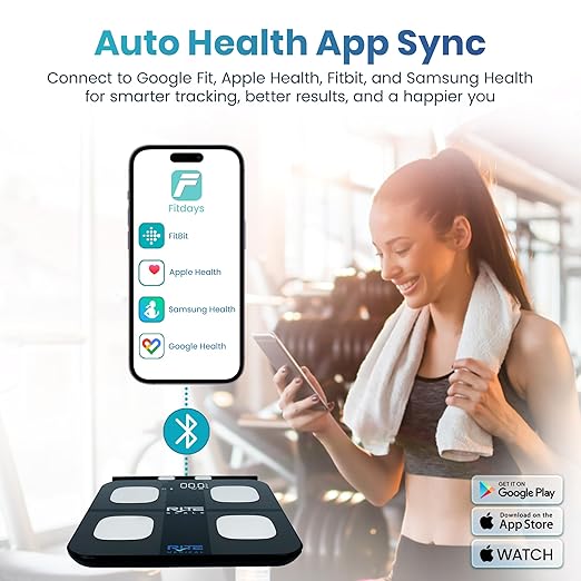 Smart Weight Scale for Body Weight with Mobile App | 8-Electrode Digital Weight Scale | BIA Technology for BMI Muscle Mass &amp More | Bluetooth Connectivity