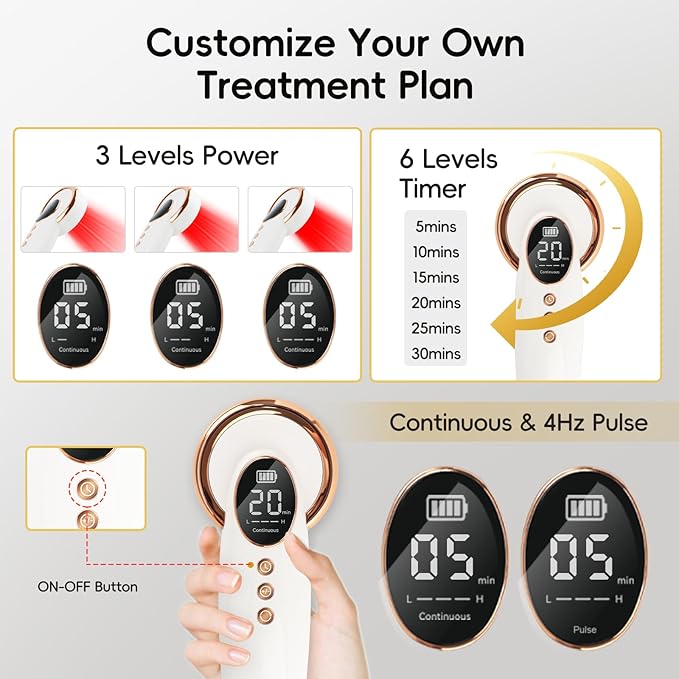 4x808nm+12x650nm 3500mAh Battery 4Hz pulsed Near Infrared Red Light Therapy Treatment for Body Pain Relief Handheld Cold Light Therapy Device for Dogs Cats Horse Pets