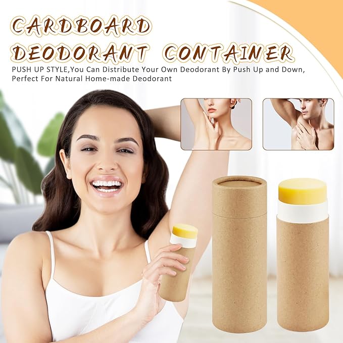 10 Pcs 2.5 oz Paperboard Deodorant TubesEmpty Push-Up Style Kraft Paper Tube HolderCardboard Biodegradable Round Solid Container for DIY Homemade Lotion Barsbody Deodorant Sticks- Brown