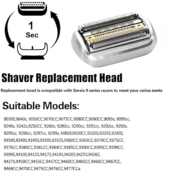 94M Series 9 Replacement Shaver Heads Compatible with Braun Series 9 Electric Razors for Braun S9 Replacement Headfor All Series 9 Electric foil Shaver 9030S 9040s 9050CC 9080CC etc Model