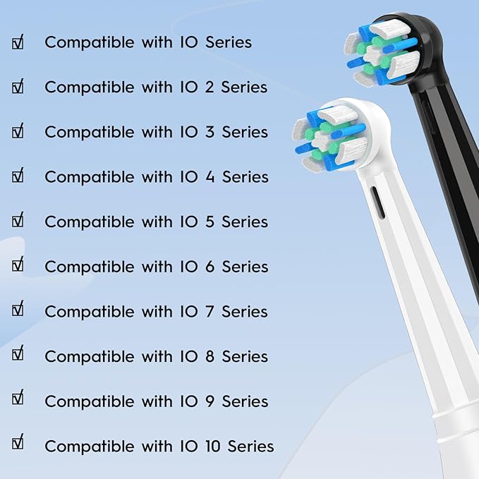 10 Pcs IO Toothbrush Heads with Medium Bristle Compatible with Oral B IO Replacement Heads Compatible with Oral B IO 2/3/4/5/6/7/8/9/10/Deep Clean Series Electric Toothbrushes (Black/White)