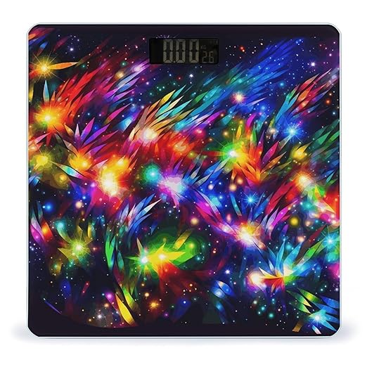 Bright Beautiful Colorful Art Scale for Body Weight Safe Rounded Corners Tempered Glass Digital Bathroom Scale LED Display 400lb Capacity Weight Scales with High Precision Sensors