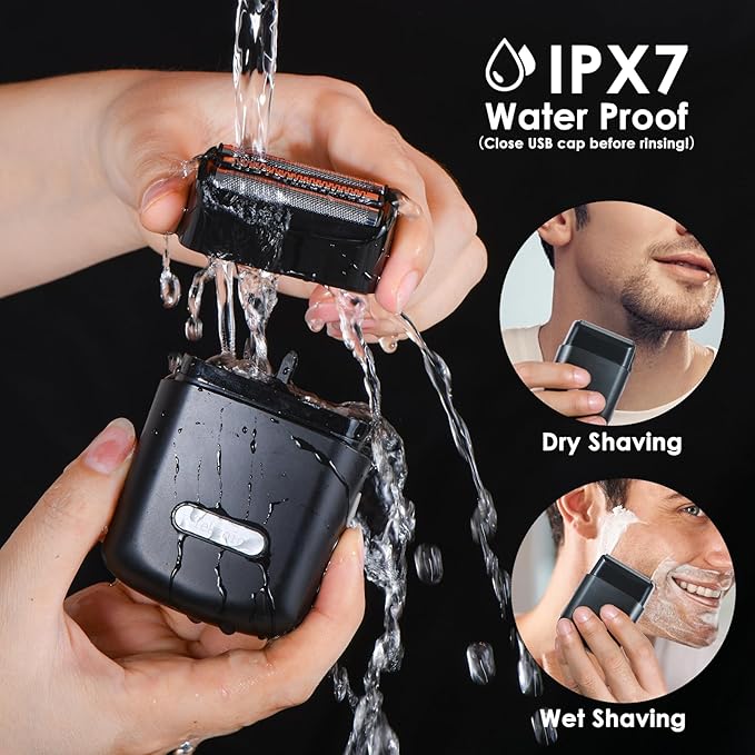 Men's 2-in-1 Rechargeable Foil Shaver &amp Hair Clipper Beard &amp Sideburn Grooming Trimmer 3 Floating Blades Electric Razor 7200RPM High-Speed Motor IPX7 Waterproof Travel-Friendly