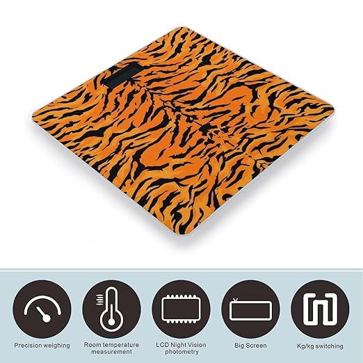 Men's Fashion Automatic Switch Digital Bathroom Weighing Scale Smart Scale Tiger Stripe Animal Print