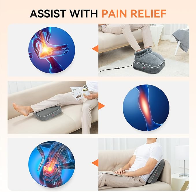 Snailax Shiatsu Foot Massager with Heat Electrick Foot Massager Machine for Neuropathy Plantar Fasciitis Feet Warmers for WomenMen Foot Heater Under Desk Size 13