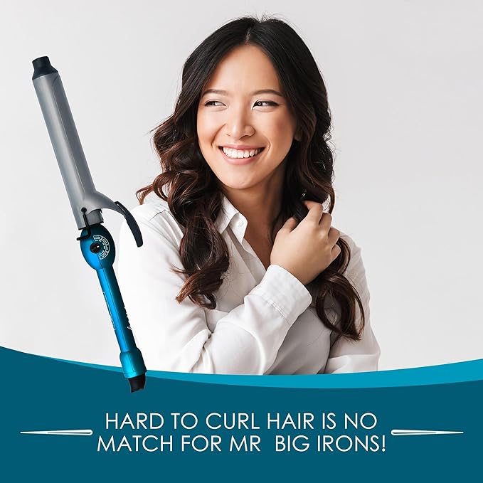 Mr Big Junior Hair Curling Iron - The Longest XL Styling Curling Irons for Long Hair (Aqua 8 Barrel1.25 Diameter)