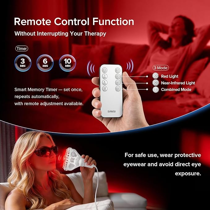 SANSI Red Light Therapy for Body Face 660nm 850nm 56Pcs Dual Chip LEDs High Irradiance Infrared Light Therapy Lamp Handheld for Skin Care Muscle Comfort Scalp Health Relaxation 32W E26 Base