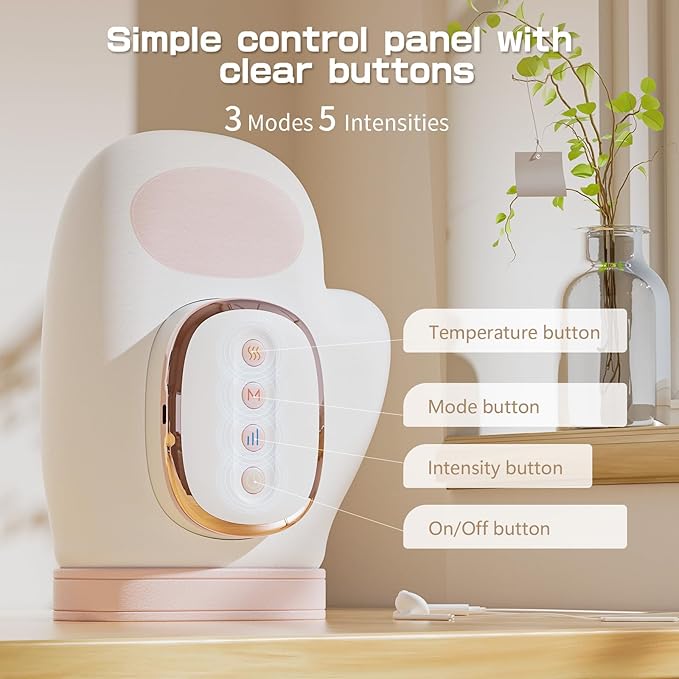 Hand Massager with Heat and Compression Finger Massager Cordless Deep Relaxation Gift for Women Men ChristmasPink