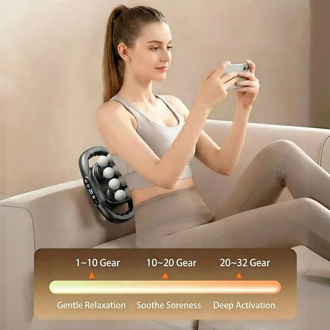 16 Head Massage Gun Deep Tissue - Electric Percussion Massager with Multi Ball Heads Cordless Handheld Muscle Massage Tool for Back Neck Shoulder &amp Body Pain Relief Gift for Athletes &amp Adu