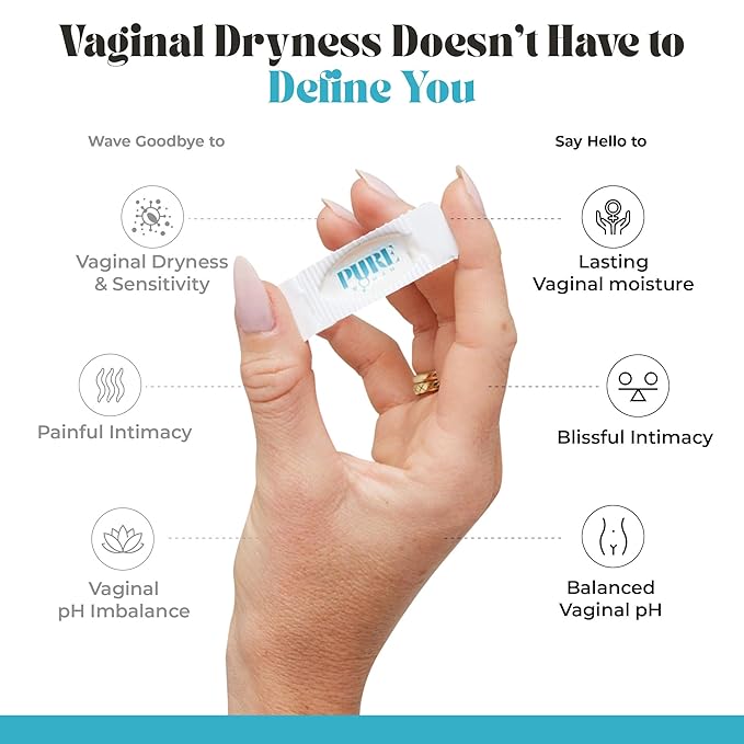 PURE WOMAN - Pure Bliss - Vaginal Moisturizing Suppositories - Hyaluronic Acid Vitamin E Vitamin A Lactic Acid - Supports Vaginal Moisturization - Long Lasting Comfort &amp Sensitivity Relief - 10
