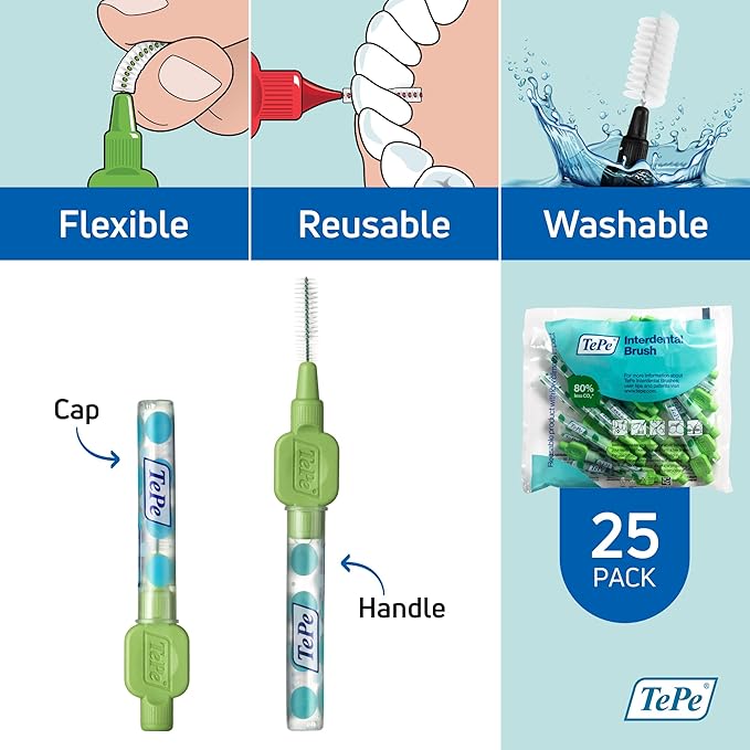 TePe Pack of 25 Interdental Brush Original Soft Dental Brush for Teeth Cleaning 5 Green