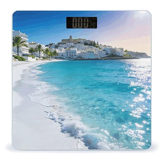 Ibiza - Blue Smart Scale for Body Weight Digital Bathroom Scale Toughened Glass Weight Scale with Large LCD Backlight Display High Precision Scales Weighing Machine
