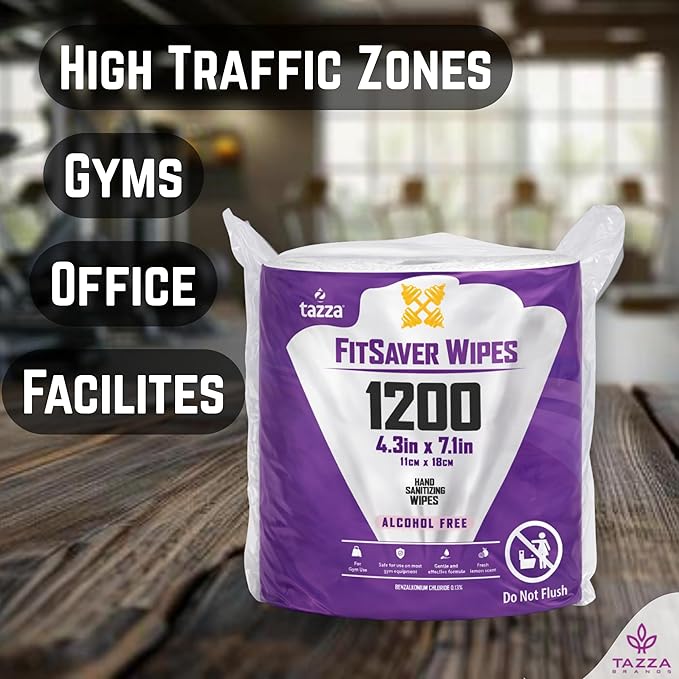 Tazza TAZZAWP1200 Wet Wipes - Bulk 4 x 1200 Ct Durable Pre-Saturated Cleaning Gym Equip Wipes. 1 penny a wipe!