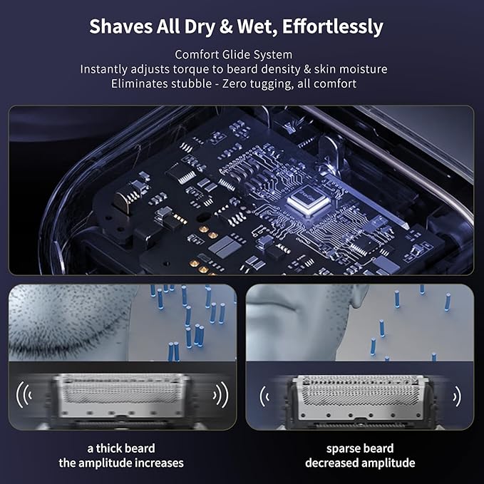 Professional Cordless Electric Shaver for Men - Fast Charging Wet/Dry Mini Travel Razor with Floating Heads Precision Beard Trimmer IPX7 Waterproof for Shower Use