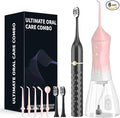 Water flosser+Electric Toothbrush Combination Set -5-Speed Sonic Electric Toothbrush 4-Speed Portable Water flosser Super Waterproof a Great Gift for Friends (Pink)