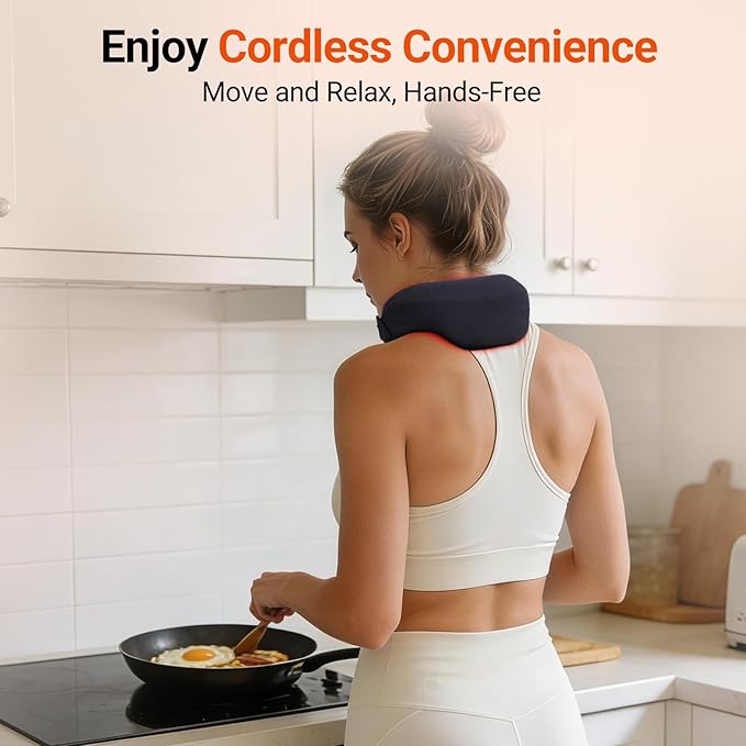 Comfytemp Cordless Red Light Therapy for Neck Wearable Near Infrared Light Therapy Neck Wrap Portable Light Wrap for Travel Home Office Use 5W 660nm &amp 850nm