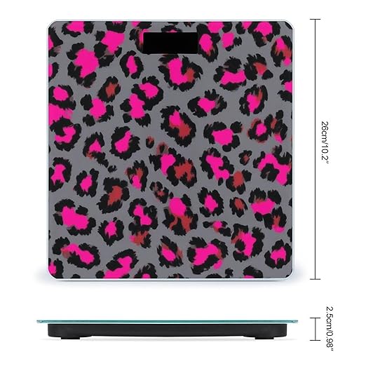 Smart Scale for Body Weight Automatic Switch Digital Bathroom Weighing Scale Luxury Pink Dark Gray Leopard Cheetah Print