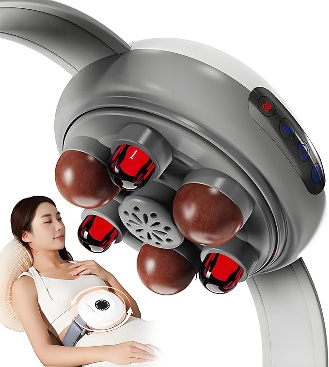 Abdominal Massager Electric Fast Warming Belly Belt 20kg/s Torque 3 Levels Intensity Adjustable 30mm Large Meteorite Massage Head for Waist/Neck/Thigh