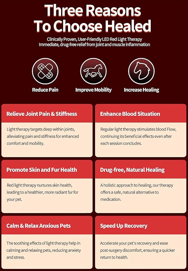 Wearable Red Light Therapy for Horses Head 3in1 Diode Led Red Light Therapy Horses Head Equipment 850nm+660nm for Horse Head/Neck Deep Light Therapy