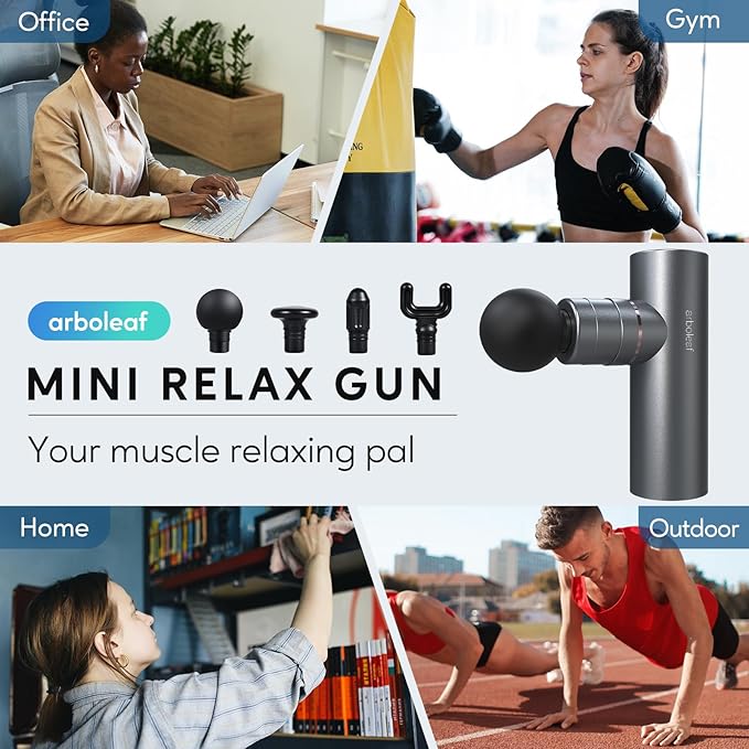 arboleaf Massage Gun Deep Tissue Full-Metal Electric Portable Hand Held Massager Gun with Case for Back Body Sore Muscles Pain Relief Gifts for Dad Office Home Athletes