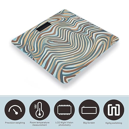 Wavy Style Lines Scale for Body Weight Digital Bathroom Scale Toughened Glass High Precision Scales for Body Weight with Large LCD Backlight Display Weight Scales