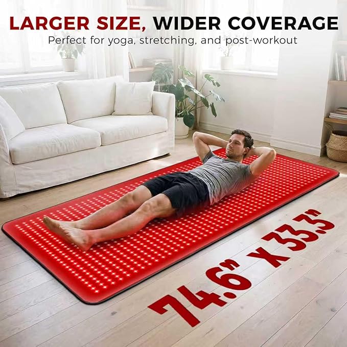 Full Body Red Light Therapy Mat 2in1 LEDs (660nm&amp 850nm) Red Light Therapy Blanket 76.8” x 33.4” Premium Material Adjustable Timer &amp Intensity