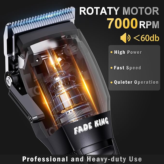 FADEKING® Professional Hair Clippers for Men - Cordless Beard Trimmer for Men LCD Display Hair Clippers and Trimmer Set for Barber Haircut &amp Mens Grooming with Travel Case(Black)