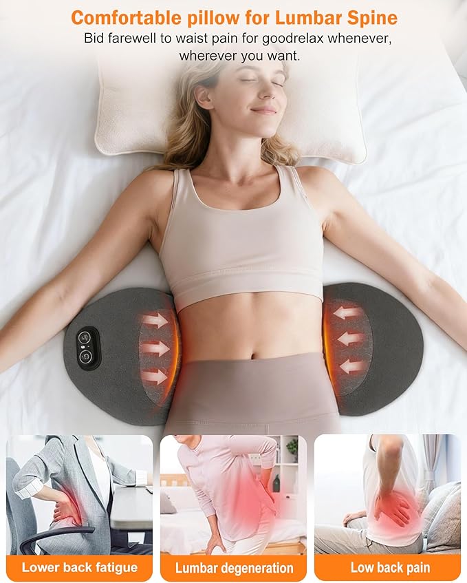 FSA Eligible HSA Triple Fusion Back MassagerSmooth Electric Lumbar Support Pillow Spine Back Massager with Heat &ampVibrating Massage AirbagTractionBack Support Pillow for Relief Deep Tissue