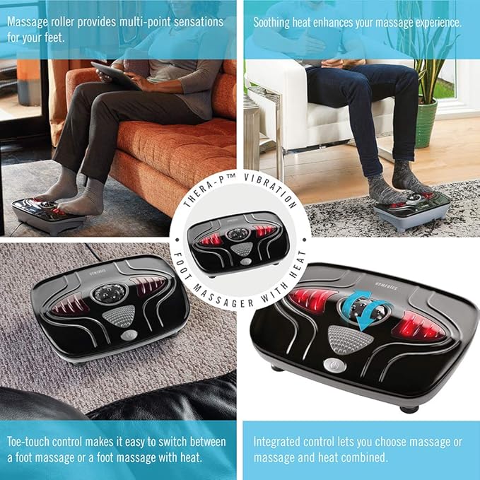 HoMedics Vibration Foot Massager – Heated Portable Foot Massager Machine Soothing Heat with Multi-Point Sensations and Toe-Touch Control