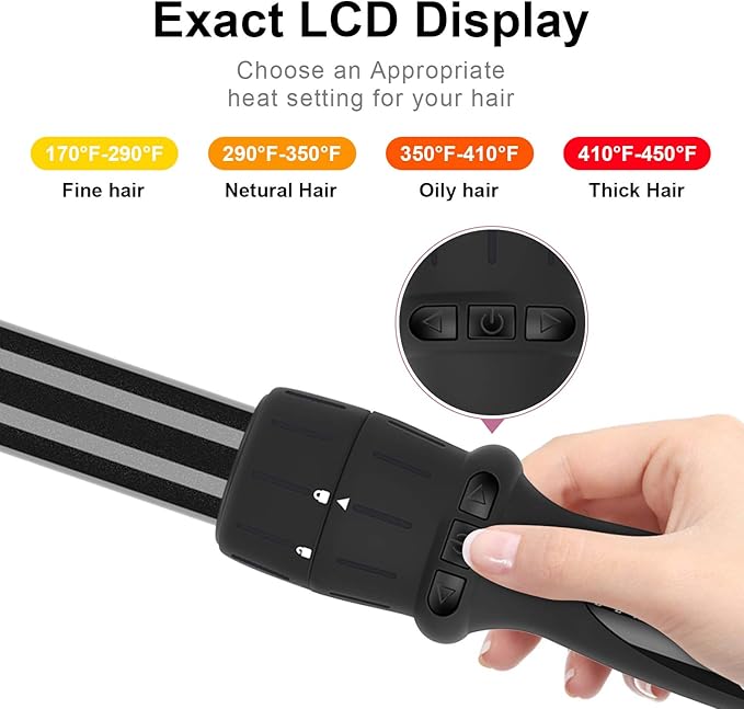 PARWIN PRO BEAUTY 7 in 1 Curling Iron Wand SetDual Voltage Curling Wand with 7 Interchangeable Diamond Ceramic Hair Curler Wands with LCD Temperature Control Auto Shut Off Black