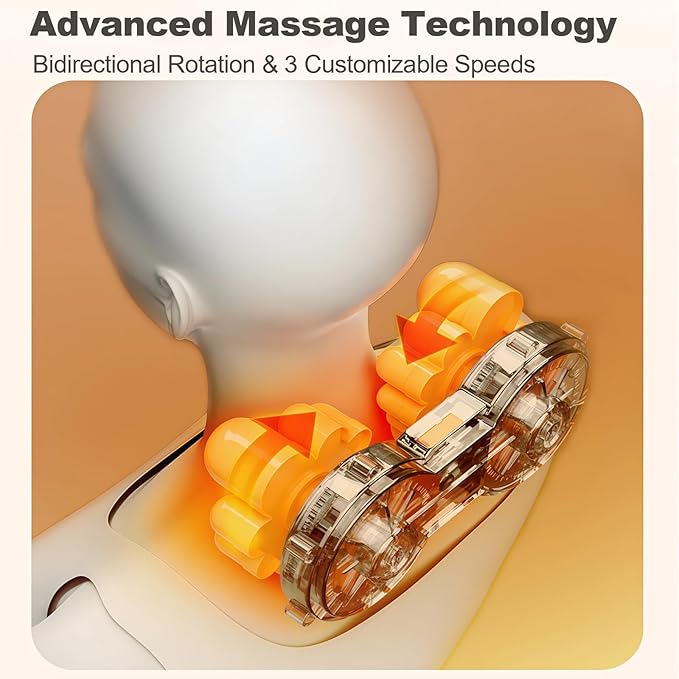 Shiatsu Neck and Back Massager Pillow with Heat Cordless Electric Deep Tissue Massage for Shoulder Comfort &amp Posture Support Rechargeable Portable Full Body Masajeador