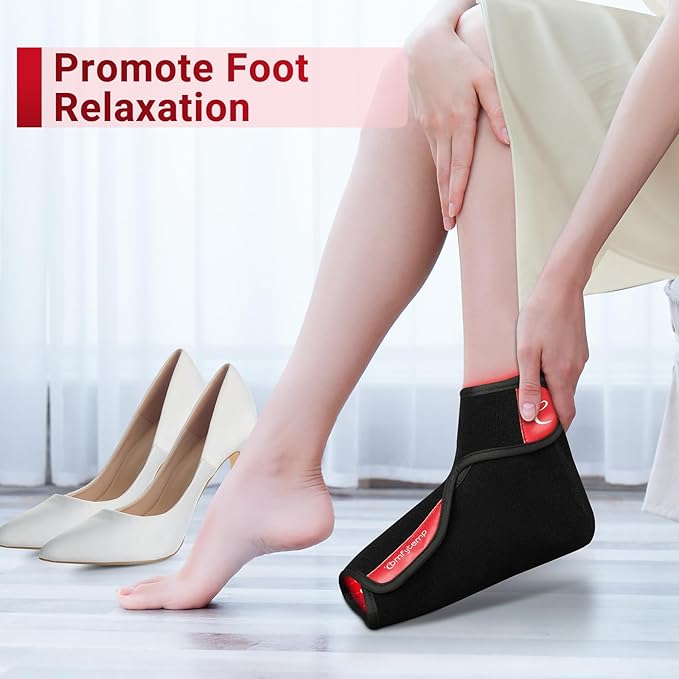 Comfytemp 5000mAh Cordless Red Light Therapy for Foot Flexible Near Infrared Light Foot Wrap Wearable Light Shoe with Timer for Foot Ankle Heel Joint Fit Foot Size 4-6
