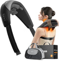 Shiatsu Neck and Shoulder Massager with Heat for Pain Relief Deep Tissue Portable Massagers for Neck and Back Gifts for Men and Woman (Black with Leather Handbag)