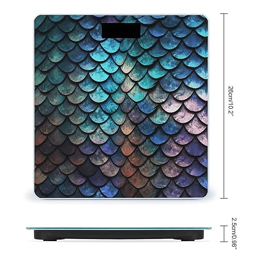 3D Magical Dragon Scales Pattern Bathroom Scale Weight Scale for Body WeightHighly Accurate Digital Weighing Machine Clear LED Display Digital Bathroom Body Scale 400lb/182kg