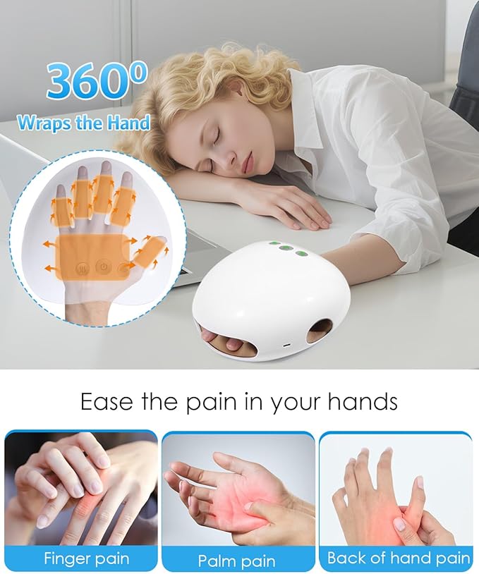 AMIR Electric Hand Massager Cordless Hand Massager with Heat and Compression 3 Compression &amp Heating Rechargeable Hand Massager for Arthritis Carpal Tunnel Relief at Home Gifts for Women Men
