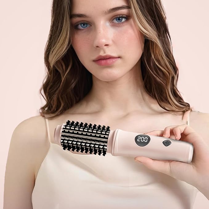 Fast Heating Curling Brush with Straightening Feature Texture Rechargeable Appliance for Safe Hair Styling Curling Iron