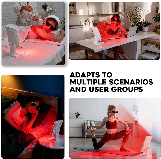 Red Light Therapy DevicePortable LED Red Infrared Light Device with 630nm 660nm &amp 850nm Combination Light for Face and Body 9 Adjustable Timer Settings Adjustable Angle Includes GogglesWhite