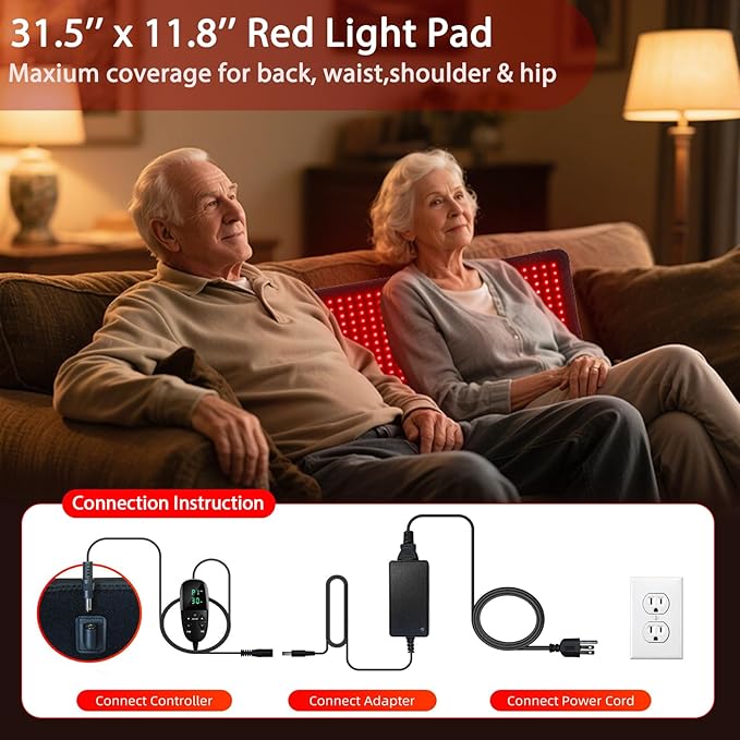 Red Infrared Light Therapy Mat for Body 31.75 x 11.5 Red Light Pad Upgraded 3 Chips in 1 Beads 360pcs LEDs 660nm 850nm RLT Device for Body Back Shoulder Knee Joint Pain Relief Ideal Gift